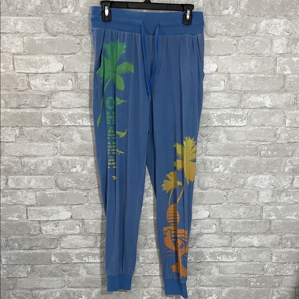 Disney Blue Sweatpants with Stitch Tropical Print